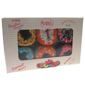 Bamboo Donut Socks Gift Box Set 6 Pairs Stripes Polka Dots Pink Blue Xmas Gift